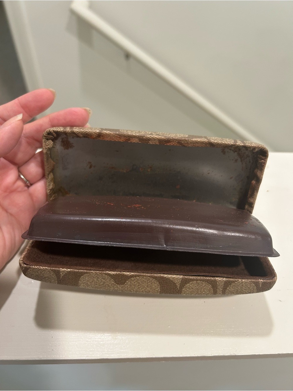 Coach Brown Signature Pattern Glasses Case - Picture 8 of 8